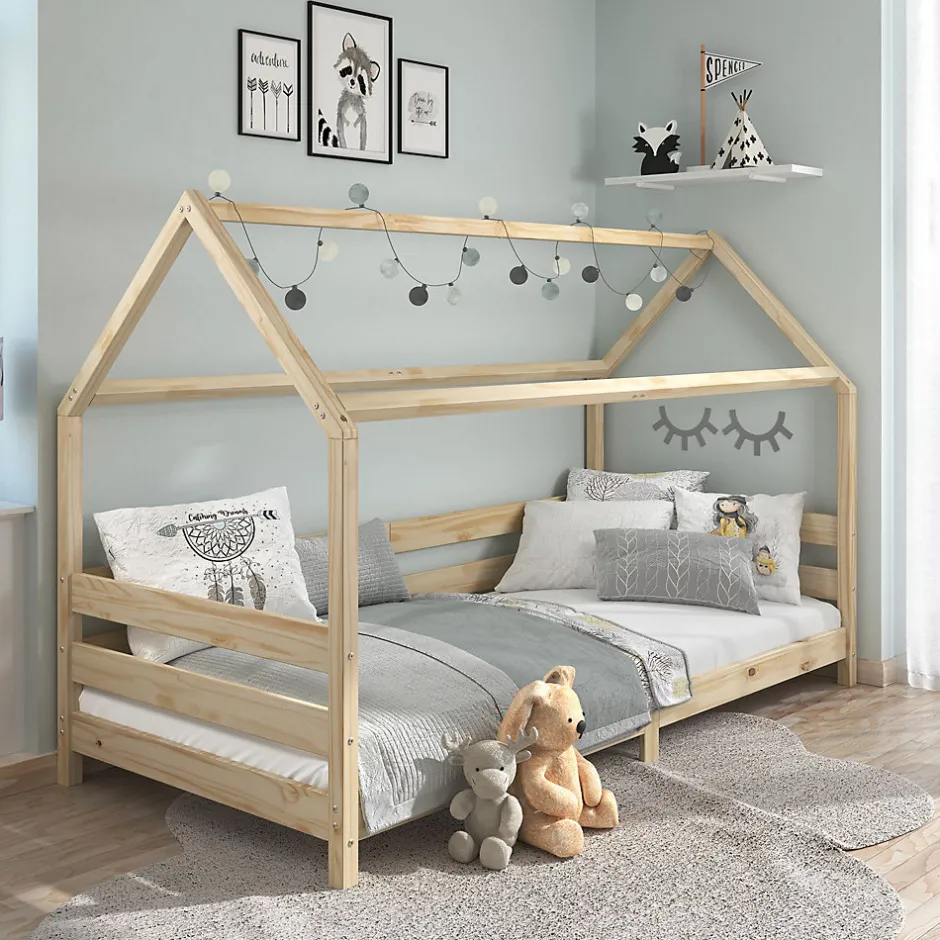 Enfant Idimex Lit cabane FINA 90 x 190 cm, en pin massif naturel