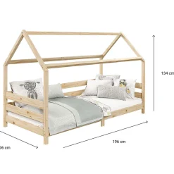 Enfant Idimex Lit cabane FINA 90 x 190 cm, en pin massif naturel