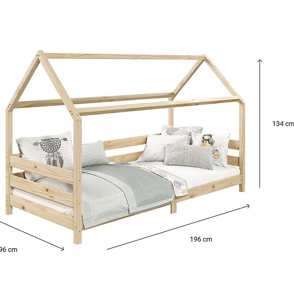 Enfant Idimex Lit cabane FINA 90 x 190 cm, en pin massif naturel