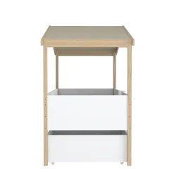 Enfant Bb Loisir Lit cabane hauteur 90x200cm bois massif POLI naturel blanc inclus sommier et 2 tiroirs