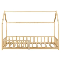 Enfant [En.Casa] Lit cabane Hesel avec matelas à mousse froid 90 x 200 cm naturel en.casa