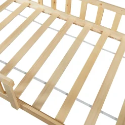Enfant [En.Casa] Lit cabane Hesel avec matelas à mousse froid 90 x 200 cm naturel en.casa