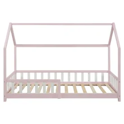 Enfant [En.Casa] Lit cabane Hesel avec matelas à mousse froid 90 x 200 cm rose en.casa