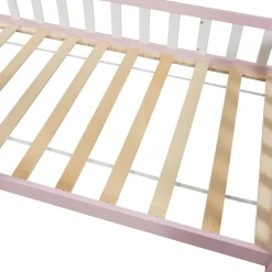 Enfant [En.Casa] Lit cabane Hesel avec matelas à mousse froid 90 x 200 cm rose en.casa