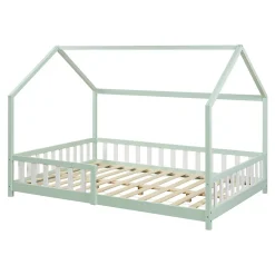 Enfant [En.Casa] Lit cabane Hesel pour enfants bois de pin 120 x 200 cm vert menthe en.casa