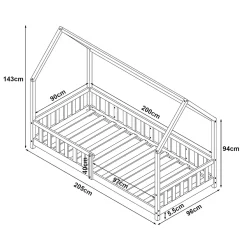 [En.Casa] Lit cabane Hesel pour enfants bois de pin 90 x 200 cm naturel en.casa Discount