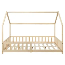 [En.Casa] Lit cabane Hesel pour enfants bois de pin 120 x 200 cm naturel en.casa Online