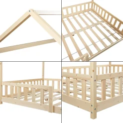 [En.Casa] Lit cabane Hesel pour enfants bois de pin 120 x 200 cm naturel en.casa Online
