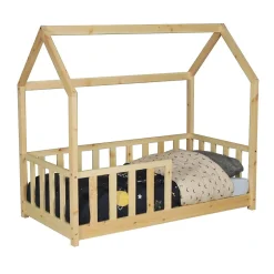 Enfant Weber Industries Lit cabane Kiwi 70x140 avec sommier et matelas /Naturel