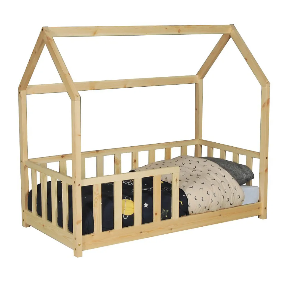 Enfant Weber Industries Lit cabane Kiwi 70x140 avec sommier et matelas /Naturel