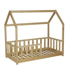 Enfant Weber Industries Lit cabane Kiwi 70x140 avec sommier et matelas /Naturel