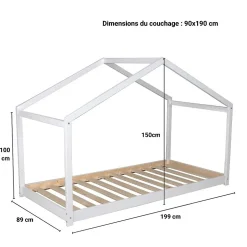 Weber Industries Lit cabane KOALA 90x190 + 1 sommier / Blanc Best