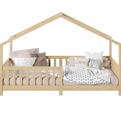 Enfant Idimex Lit cabane LISAN 90 x 190 cm, en pin massif naturel