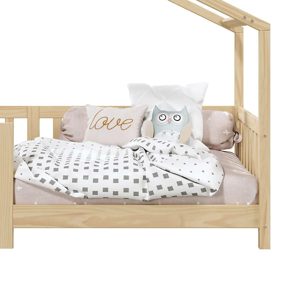 Enfant Idimex Lit cabane LISAN 90 x 190 cm, en pin massif naturel