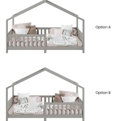Enfant Idimex Lit cabane LISAN 90 x 190 cm, en pin massif lasuré gris