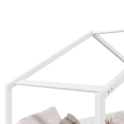 Enfant Idimex Lit cabane LISAN 90 x 190 cm, en pin massif lasuré blanc