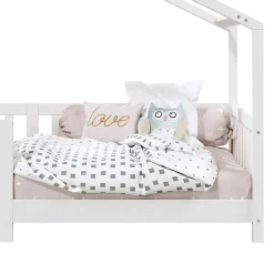 Enfant Idimex Lit cabane LISAN 90 x 190 cm, en pin massif lasuré blanc