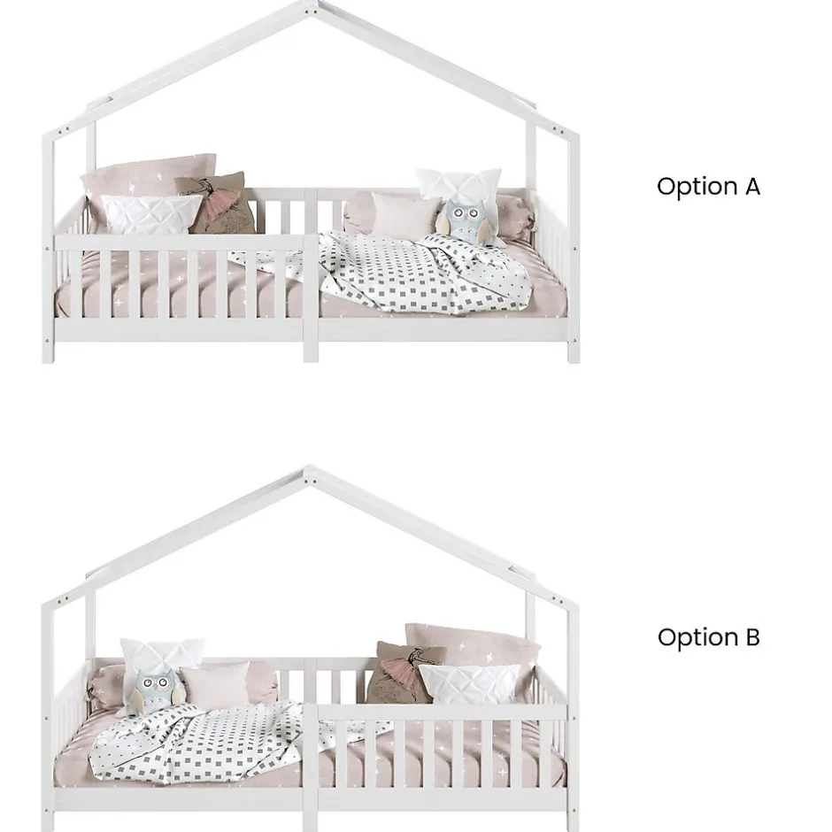 Enfant Idimex Lit cabane LISAN 90 x 190 cm, en pin massif lasuré blanc