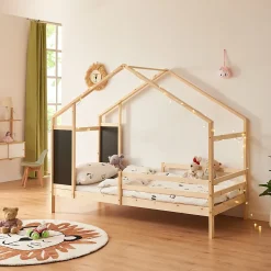 [En.Casa] Lit cabane Lorenskog bois de pin 90 x 200 cm naturel en.casa Best