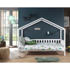 Petits-Meubles Lit cabane MH 90x200 Sommier inclus Vipack Dallas - Blanc Discount