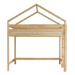 Enfant Petits-Meubles Lit cabane mi-hauteur 90x190 sommier inclus Candice Bois