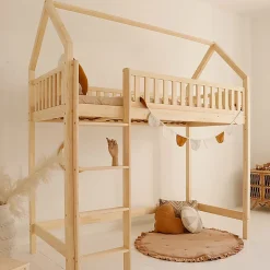 Petits-Meubles Lit cabane mi-hauteur 90x190 sommier inclus Daisy Bois Best
