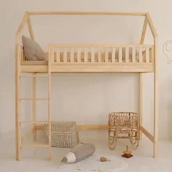 Petits-Meubles Lit cabane mi-hauteur 90x190 sommier inclus Daisy Bois Best