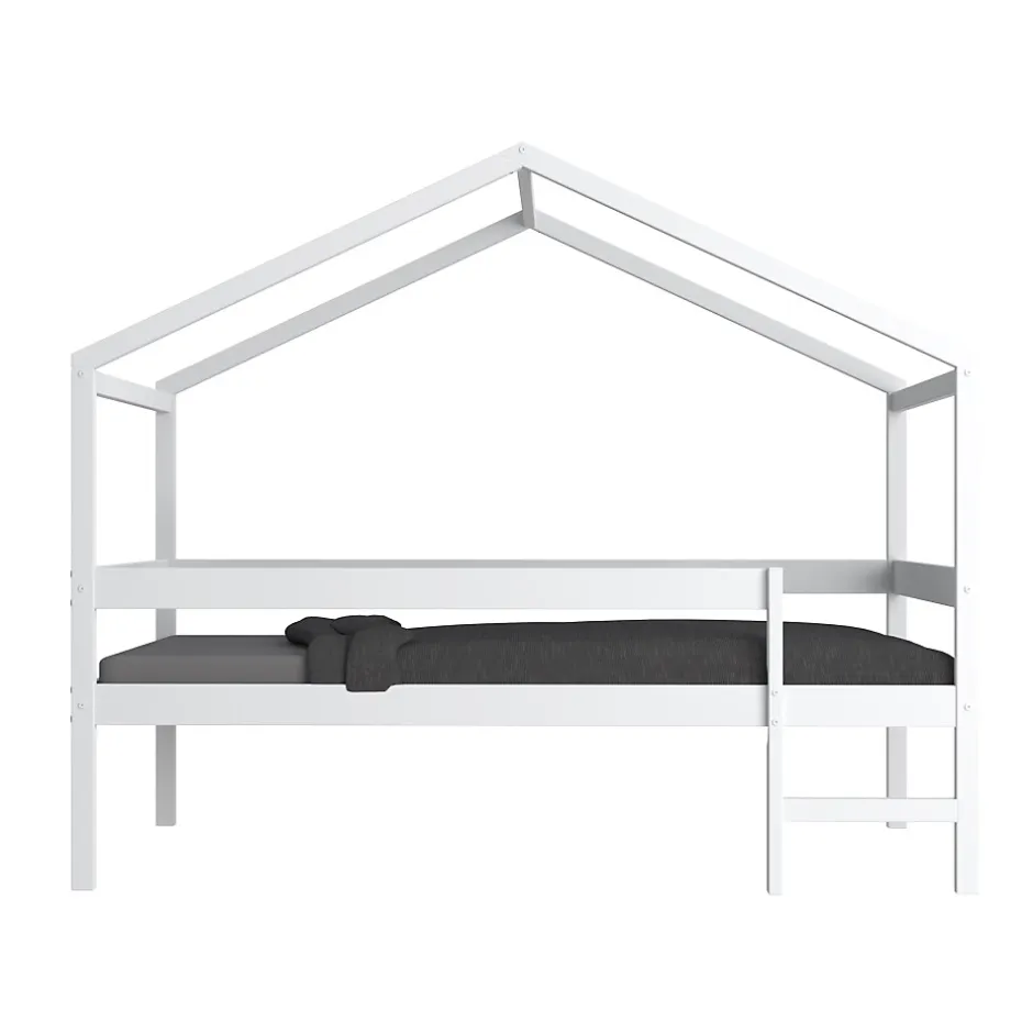 Weber Industries Lit cabane MIKA 90x190 + sommier + matelas IRIS / Blanc Discount