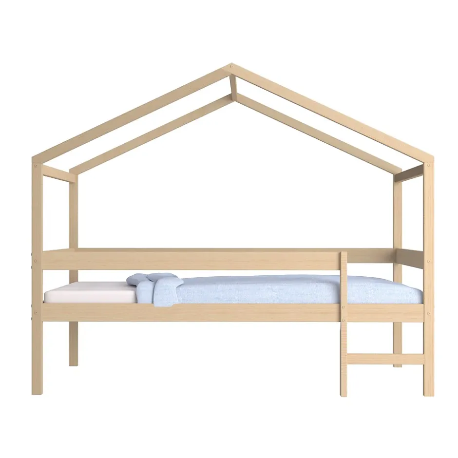 Weber Industries Lit cabane MIKA 90x190 + sommier + matelas IRIS / Naturel