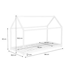 Enfant Sweeek Lit cabane Montessori. bois massif en pin naturel - Tobias - sommier inclus. 90 x 190 cm