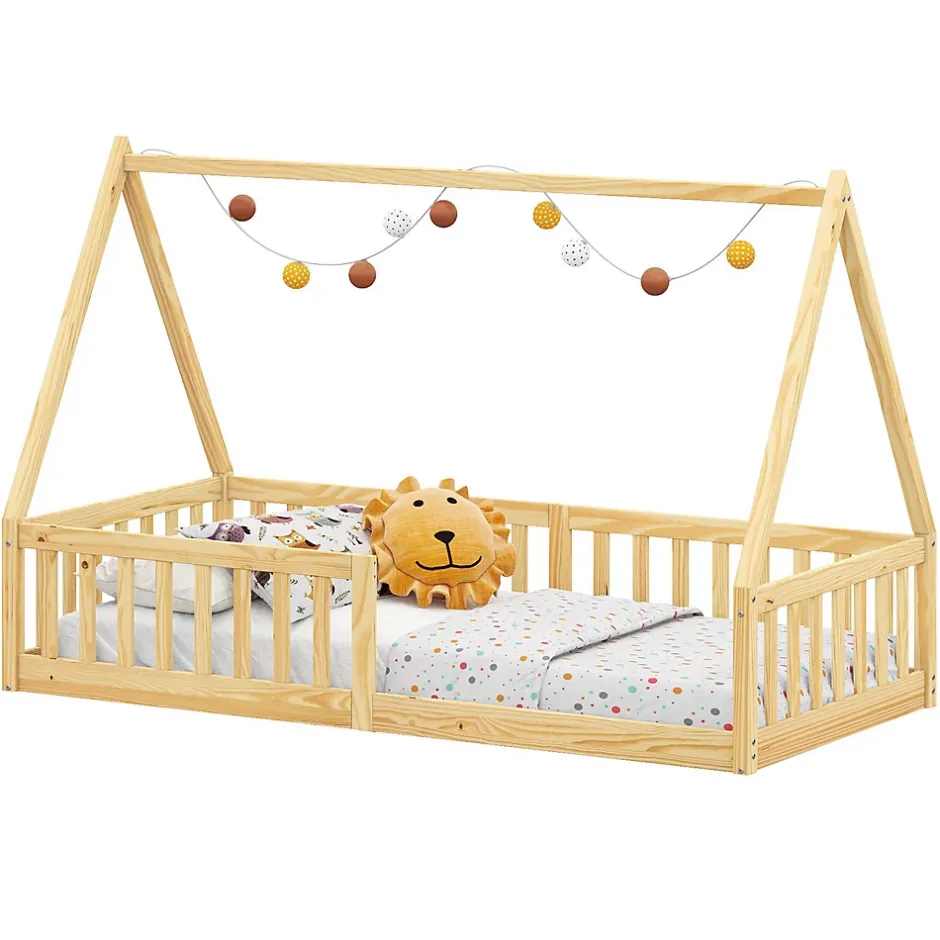 Idimex Lit cabane NICOLAS 90 x 190 cm, en pin massif coloris naturel Clearance