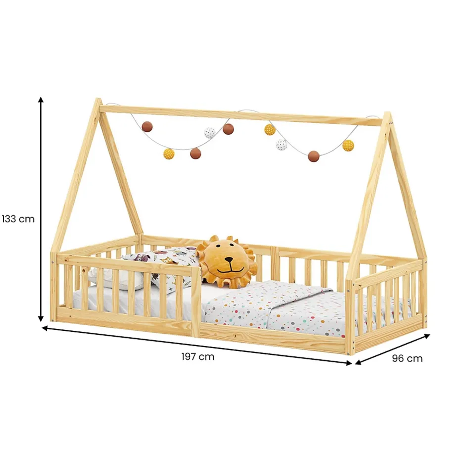 Idimex Lit cabane NICOLAS 90 x 190 cm, en pin massif coloris naturel Clearance
