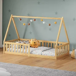 Idimex Lit cabane NICOLAS 90 x 190 cm, en pin massif coloris naturel Clearance