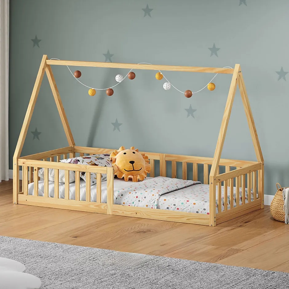 Idimex Lit cabane NICOLAS 90 x 190 cm, en pin massif coloris naturel Clearance