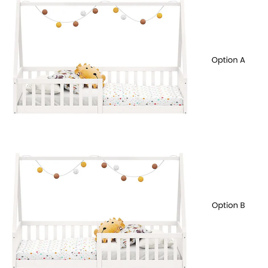 Enfant Idimex Lit cabane NICOLAS 90 x 190 cm, en pin massif laqué blanc