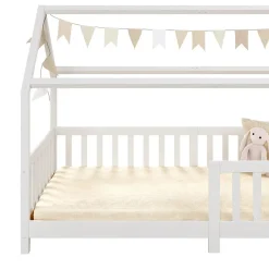 Idimex Lit cabane NINA 90 x 190 cm, en pin massif lasuré blanc Outlet
