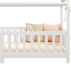 Idimex Lit cabane NINA 90 x 190 cm, en pin massif lasuré blanc Outlet