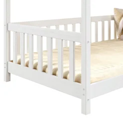 Idimex Lit cabane NINA 90 x 190 cm, en pin massif lasuré blanc Outlet