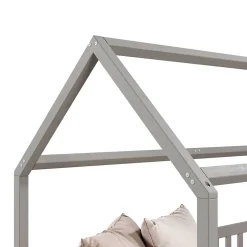Enfant Idimex Lit cabane NINA 90 x 190 cm, en pin massif lasuré gris