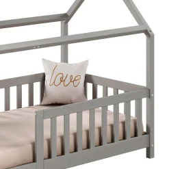 Enfant Idimex Lit cabane NINA 90 x 190 cm, en pin massif lasuré gris