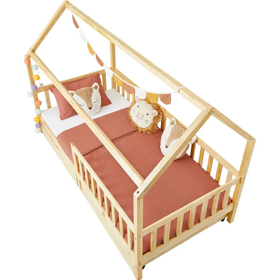 Enfant Idimex Lit cabane NUNA avec tiroirs, 90 x 200 cm en pin massif finition naturelle