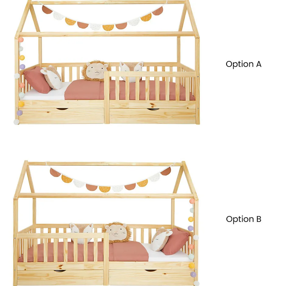 Enfant Idimex Lit cabane NUNA avec tiroirs, 90 x 200 cm en pin massif finition naturelle