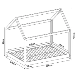 Enfant [En.Casa] Lit cabane pour enfant Cerro bois de pin contreplaqué 120 x 200 cm naturel en.casa