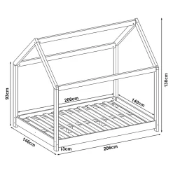 [En.Casa] Lit cabane pour enfant Cerro bois de pin contreplaqué 140 x 200 cm vert menthe en.casa New