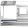 Pegane Lit cabane pour enfant en bois coloris blanc, gris - couchage 90 x 190 cm - Longueur 200 x Profondeur 102 x Hauteur 181 cm New