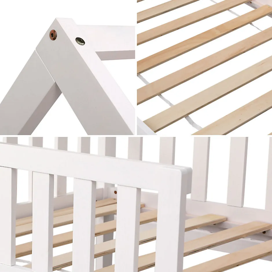 Enfant Happy Garden Lit cabane pour enfant 190x90cm blanc MARCEAU -