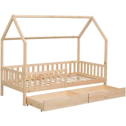 Happy Garden Lit cabane pour enfant 190x90cm en bois avec tiroirs MARCEAU - Clearance