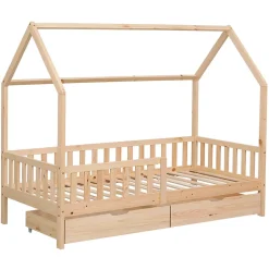 Happy Garden Lit cabane pour enfant 190x90cm en bois avec tiroirs MARCEAU - Clearance
