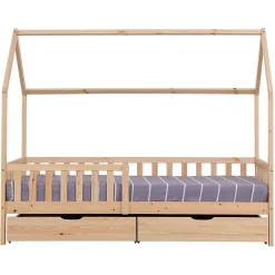 Happy Garden Lit cabane pour enfant 190x90cm en bois avec tiroirs MARCEAU - Clearance