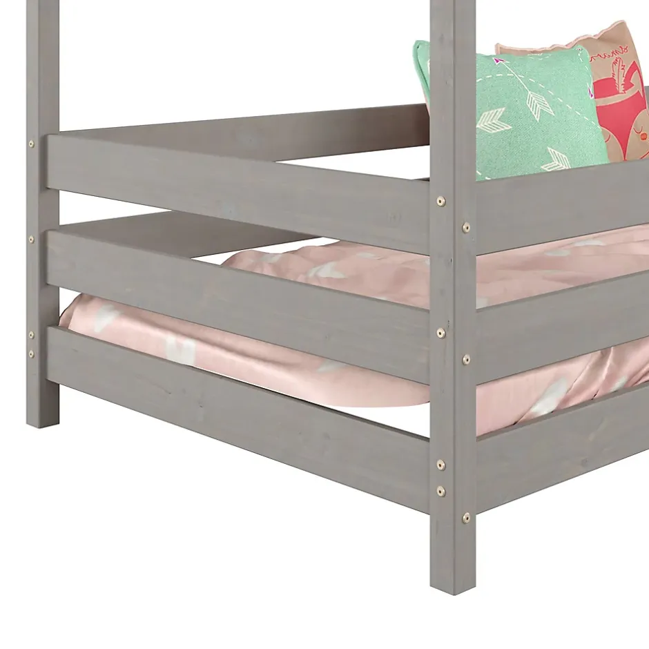 Idimex Lit cabane RENA 90 x 200 cm, en pin massif lasuré gris Hot